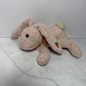 KMART Blush Pink Plush Bunny Rabbit Lying Down Orange Ribbon Carrot Ear Floppy